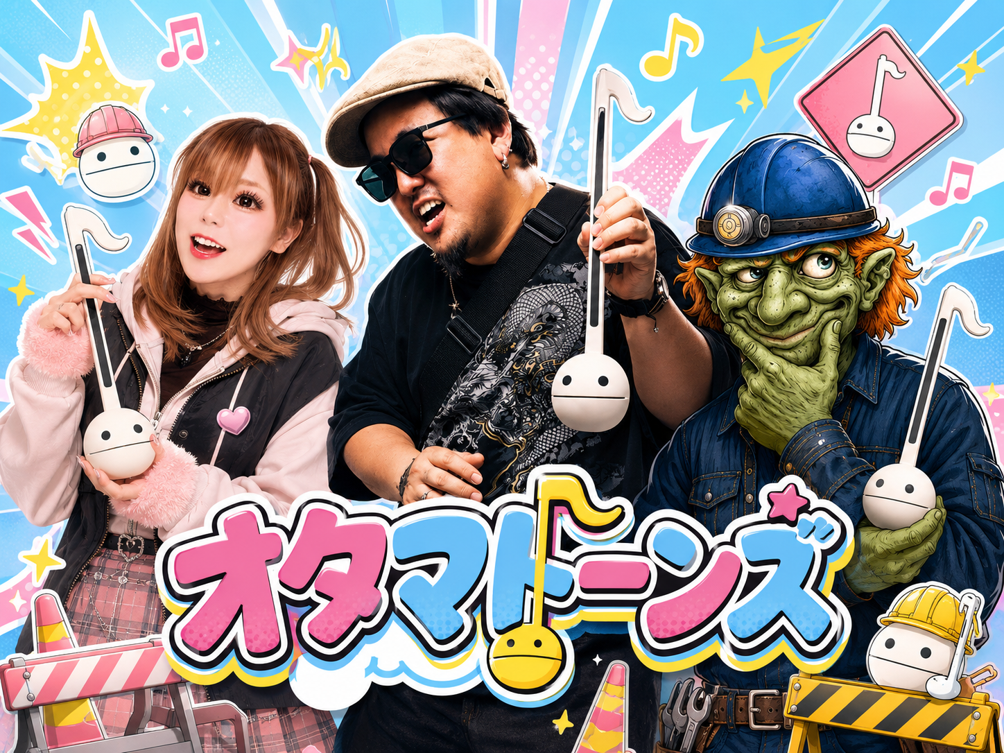 オタマトーンズ メンバー3人(ヘルメット+オタマトーン)